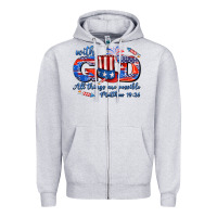 Heather Grey with god all things are possible usa Zipper Hoodie - AdoDesignShop