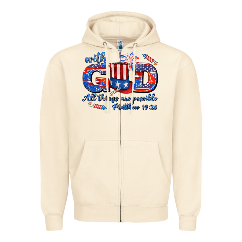 With God All Things Are Possible Usa Zipper Hoodie by AdoDesignShop | Teevron