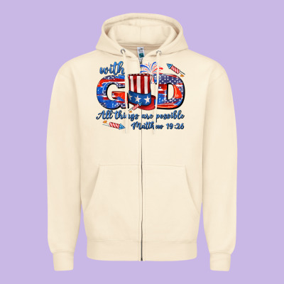 With God All Things Are Possible Usa Zipper Hoodie Designed By Adodesignshop