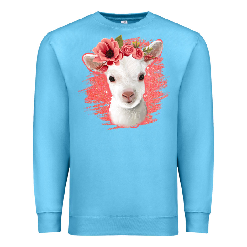 Floral Baby Goat Premium Sweatshirt by Jasminsmagicworld | Teevron