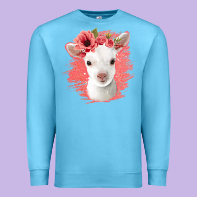Floral Baby Goat Premium Sweatshirt Designed By Jasminsmagicworld