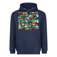 Navy western horseshoe sunflower brown cow Heavyweight Hoodie - BarkalooDesign