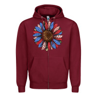 Burgundy usa flag camouflage sunflower Zipper Hoodie - JahusDesignShop