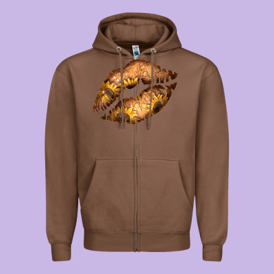 Western Sunflower Lips Zipper Hoodie Designed By Bettercallsaul