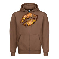 Chestnut Western Sunflower Lips Zipper Hoodie - Bettercallsaul