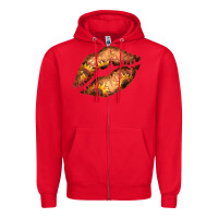 Red Western Sunflower Lips Zipper Hoodie - Bettercallsaul