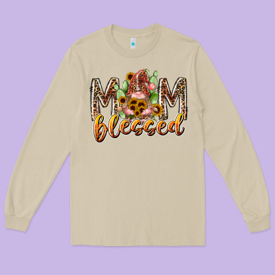 Mom Blessed Long Sleeve Tee Designed By Racoondesign