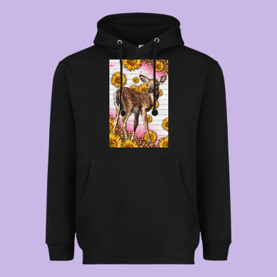 Western Cute Baby Deer Fawn Heavyweight Hoodie Designed By Lillyallendesigns