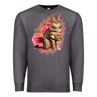 Charcoal Heather floral cat Premium Sweatshirt - Jasminsmagicworld