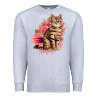 Heather Grey floral cat Premium Sweatshirt - Jasminsmagicworld