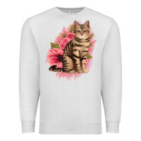 Oatmeal Heather floral cat Premium Sweatshirt - Jasminsmagicworld