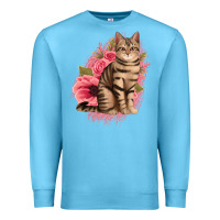 Ocean Blue floral cat Premium Sweatshirt - Jasminsmagicworld