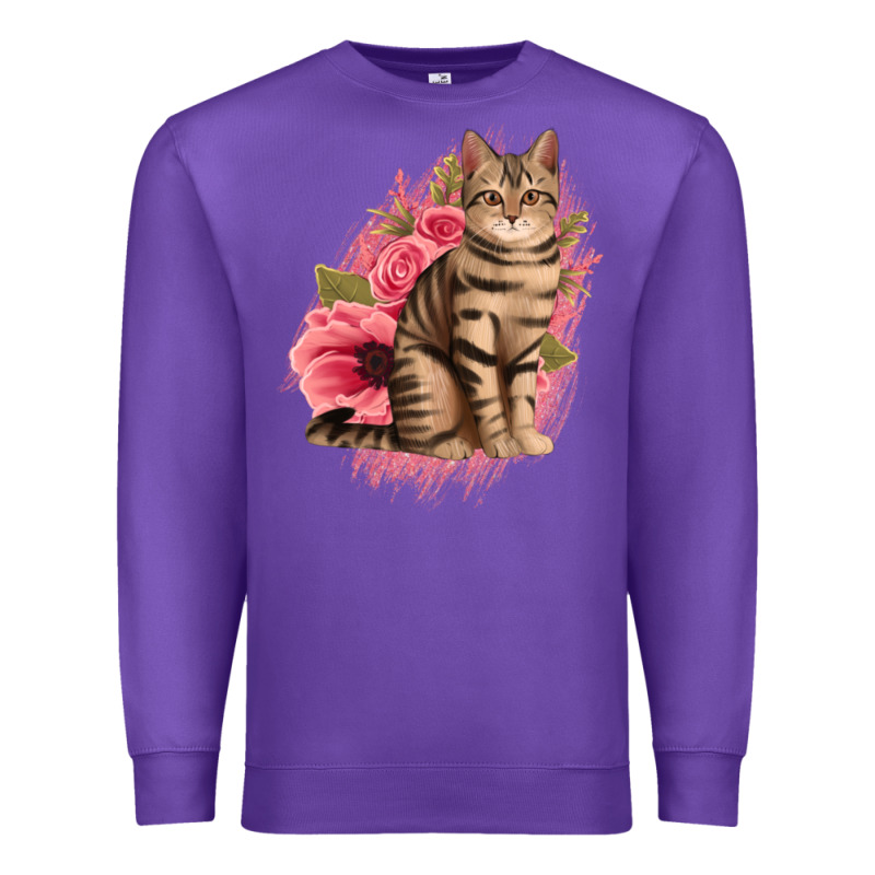 Floral Cat Premium Sweatshirt by Jasminsmagicworld | Teevron