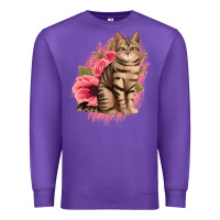 Purple floral cat Premium Sweatshirt - Jasminsmagicworld