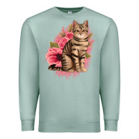 Seafoam floral cat Premium Sweatshirt - Jasminsmagicworld