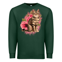 Sports Green floral cat Premium Sweatshirt - Jasminsmagicworld