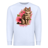 White floral cat Premium Sweatshirt - Jasminsmagicworld