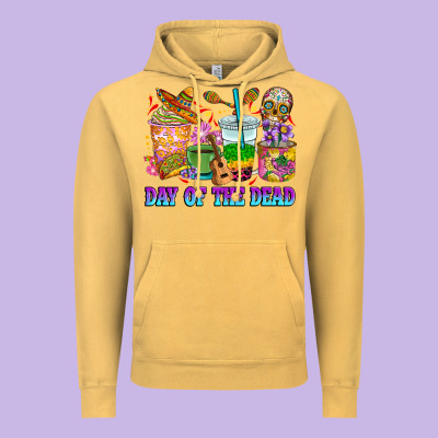 Vintage Hoodie Day of the dead coffee cups