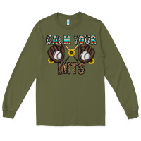 Army Green calm your mits baseball Long Sleeve Tee - CowhideDigitalArt