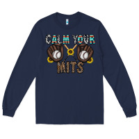 Navy calm your mits baseball Long Sleeve Tee - CowhideDigitalArt