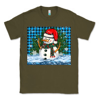 Army Green snowy christmas snowman Classic Tee - BarkalooDesign