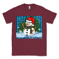 Burgundy snowy christmas snowman Classic Tee - BarkalooDesign