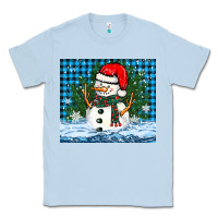Dusty Blue snowy christmas snowman Classic Tee - BarkalooDesign