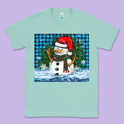 Snowy Christmas Snowman Classic Tee Designed By Barkaloodesign