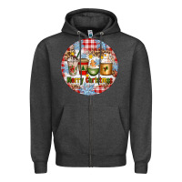 Charcoal Heather Merry Christmas Coffee Cups Zipper Hoodie - Artiststas