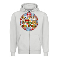 Dove Grey Merry Christmas Coffee Cups Zipper Hoodie - Artiststas
