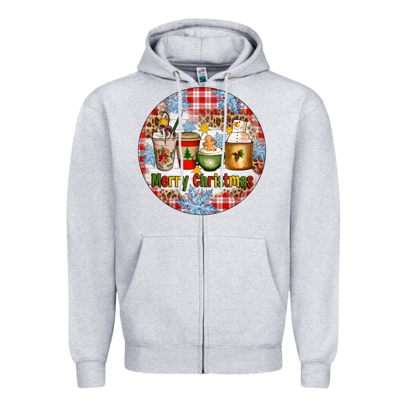 Merry Christmas Coffee Cups Zipper Hoodie by Artiststas | Teevron
