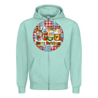 Seafoam Merry Christmas Coffee Cups Zipper Hoodie - Artiststas