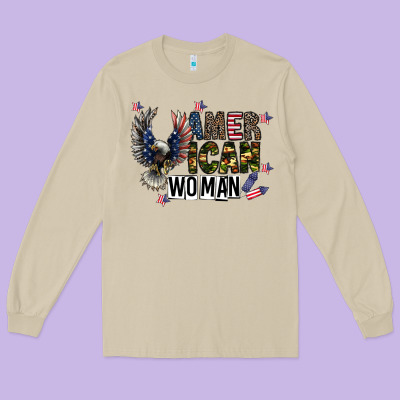 American Woman Long Sleeve Tee Designed By Cowhidedigitalart