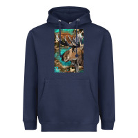 Navy Western Camo Moose Heavyweight Hoodie - LillyAllenDesigns