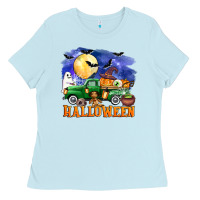 Baby Blue halloween truck Ladies Tee - AdoDesignShop