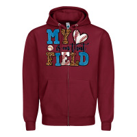 Burgundy my heart is on that field baseball Zipper Hoodie - AdoDesignShop
