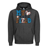 Charcoal Heather my heart is on that field baseball Zipper Hoodie - AdoDesignShop