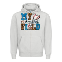 Dove Grey my heart is on that field baseball Zipper Hoodie - AdoDesignShop
