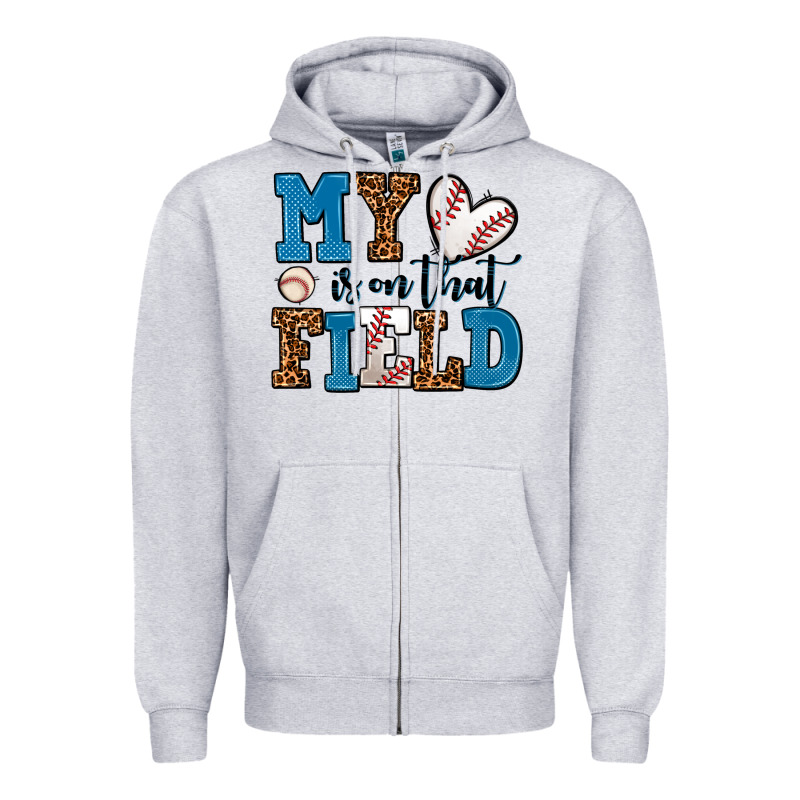 My Heart Is On That Field Baseball Zipper Hoodie by AdoDesignShop | Teevron