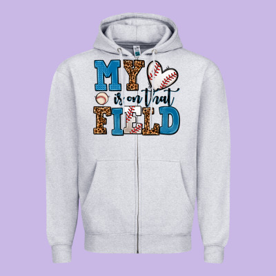 My Heart Is On That Field Baseball Zipper Hoodie Designed By Adodesignshop