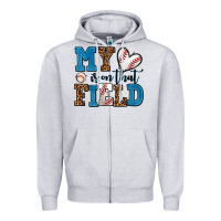 Heather Grey my heart is on that field baseball Zipper Hoodie - AdoDesignShop