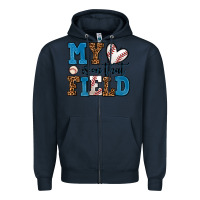 Navy my heart is on that field baseball Zipper Hoodie - AdoDesignShop
