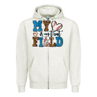 Oatmeal Heather my heart is on that field baseball Zipper Hoodie - AdoDesignShop