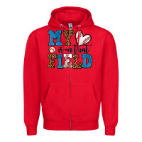 Red my heart is on that field baseball Zipper Hoodie - AdoDesignShop