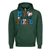 Sports Green my heart is on that field baseball Zipper Hoodie - AdoDesignShop