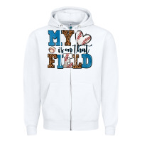 White my heart is on that field baseball Zipper Hoodie - AdoDesignShop