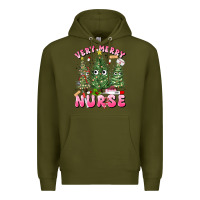 Army Green very merry nurse Premium Hoodie - MaliasSmallBusiness