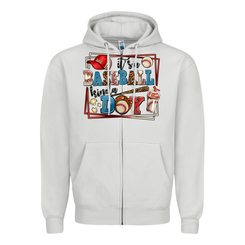Its A Baseball Kinda Day Zipper Hoodie by AdoDesignShop | Teevron