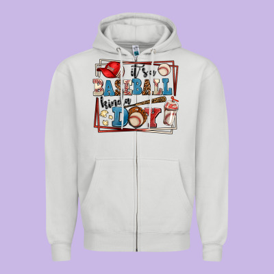 Its A Baseball Kinda Day Zipper Hoodie Designed By Adodesignshop