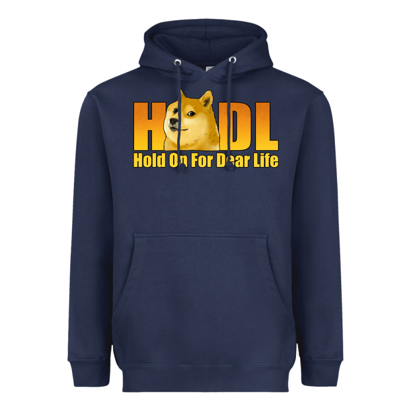 Hodl Hold On For Dear Life Dogecoin Heavyweight Hoodie by Jasminsmagicworld | Teevron